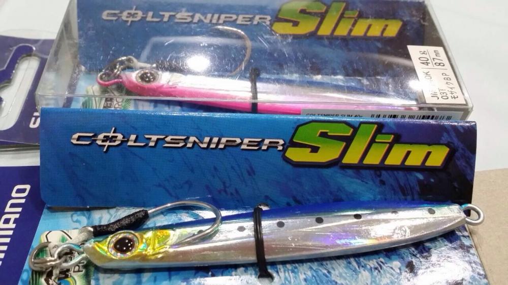  เหยื่อจิ๊ก Shimano colt sniper slim....40 g.  รูปร่างเพียวบาง...ตรงกลางทำเป็น 6 เหลี่ยม...น่าจะพริ้