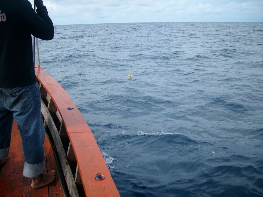 ขับเรือตาม สักพัก ก็มาใกล้เรือเเล้วคับ