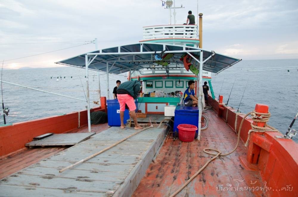  [b]เรือตั้งใหญ่โตที่นอนกว้างขวางหนุ่มคาวบอยประจำทริปเลือกที่จะผูกเปลนอนบนดาดฟ้า[/b] :cool: