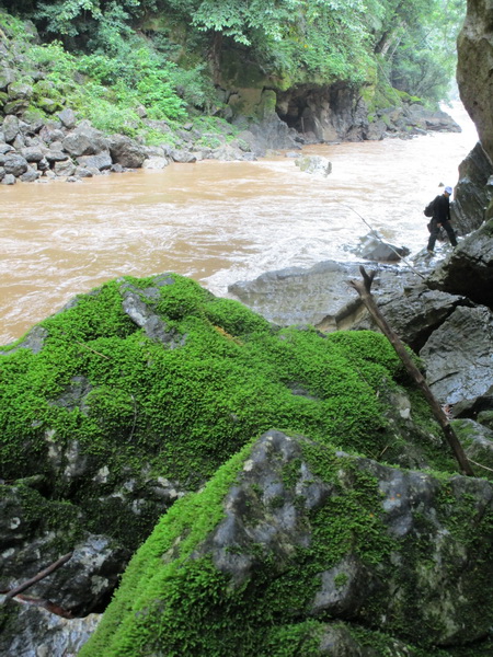 หินที่มีตะใคร่น้ำขึ้นทำให้เราเดินทางยากขึ้น