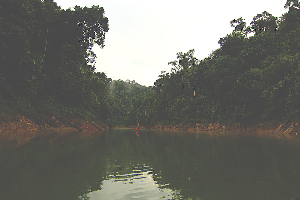 เลยตรงเรือลำหน้าไปหน่อย..เจองูจงอ่างยาวเกือบ 5 เมตร ว่ายน้ำตัดหน้าไปนิดเดียวเอง :laughing: :laughing