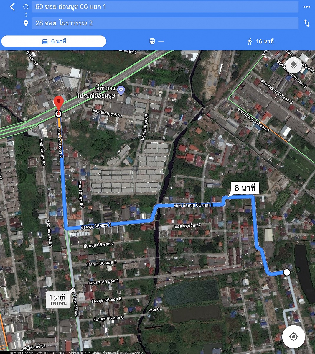 แผนที่ครับ จากปากซอย อ่อนนุช66 ถึงบ่อ