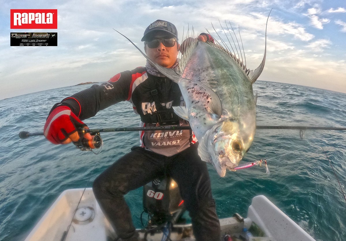 เจ้าเปีย หรือ Longfin Trevally ตัวนี้ได้ตอนแคสสีขนก่อนกลับบ้านครับ :grin: :grin: :grin: