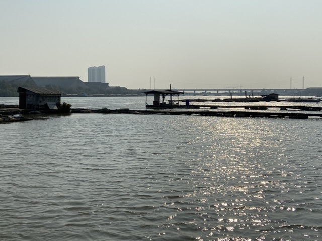 ด้านนี้จะเห็นสะพานข้ามแม่น้ำบางปะกงกับคอนโดคู่