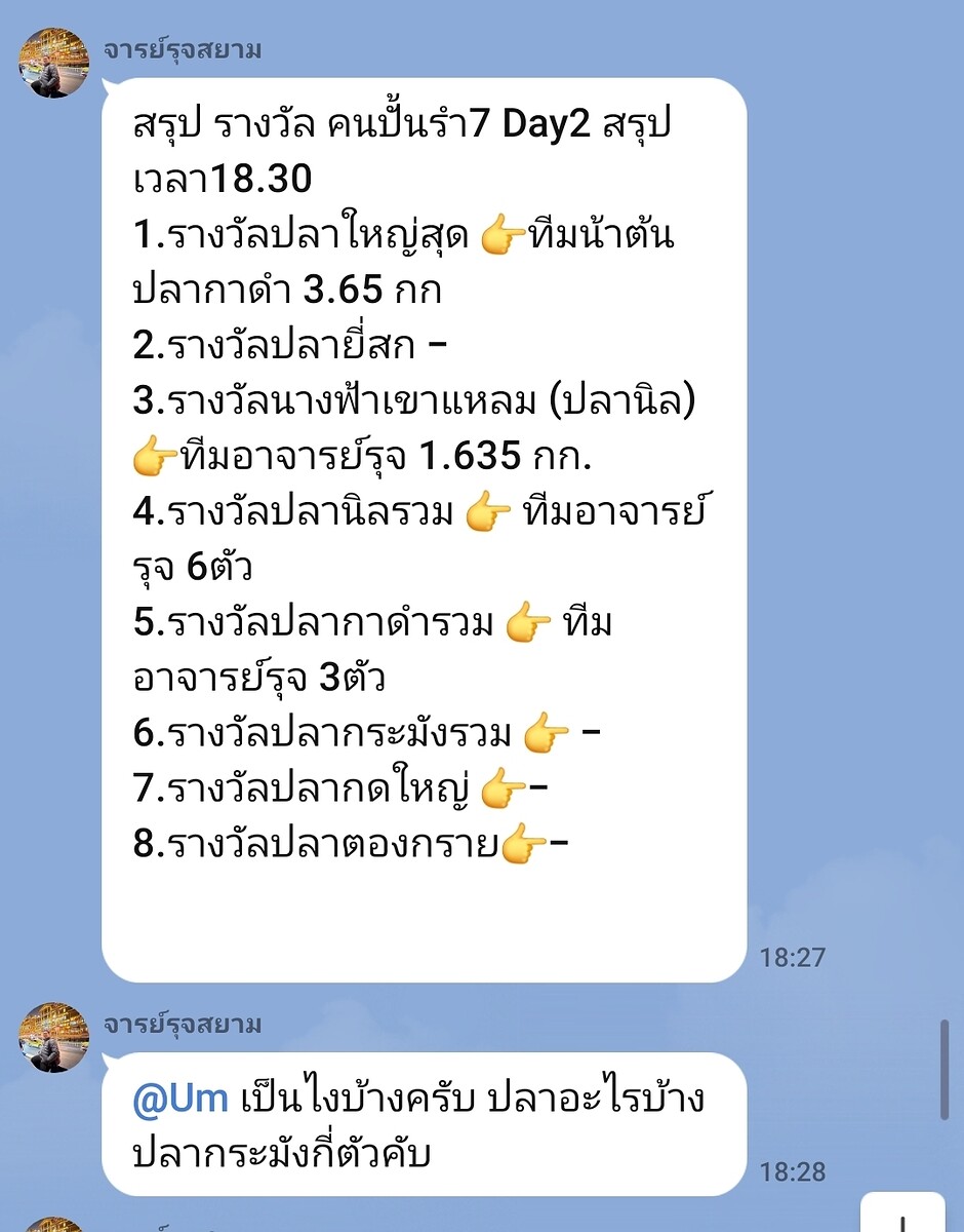  [b]ผลแข่งวันที่สองครับ[/b] [i]พรุ่งนี้ยังมีเวลาอีกครึ่งวัน..สำหรับการแข่งคนปั้นรำ7[/i] :cheer: [i]ฝ