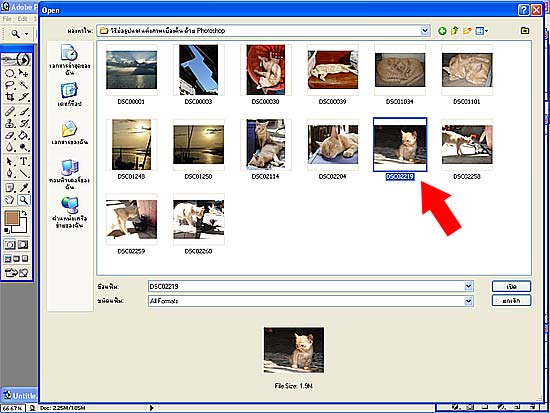     ขั้นที่สอง  เจอภาพที่ต้องการแล้วก็ดับเบิ้ลคลิกที่ภาพนั้นได้เลย  /หากต้องการเปิดพร้อมๆกันทีเดียวห