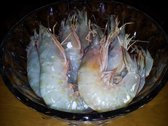 กุ้งแชบ๊วยอบน้ำมันพริกเผา