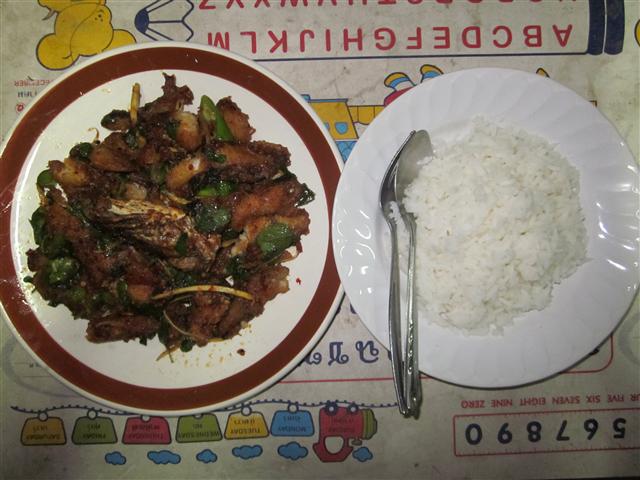 ปลาช่อนผัดเผ็ด บ้านผม