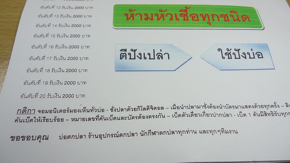 บ่อตกปลาเมืองไทยอาทิตย์ 17 พฤศจิกายน 2556 หัว 100,000 OPEN 30 ช่อง