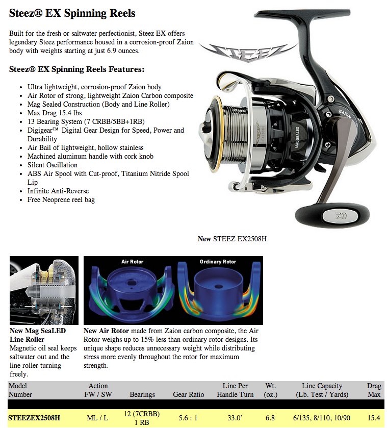 DAIWA EXIST2508 PE-H  vs  DAIWA STEEZ EX2508 H