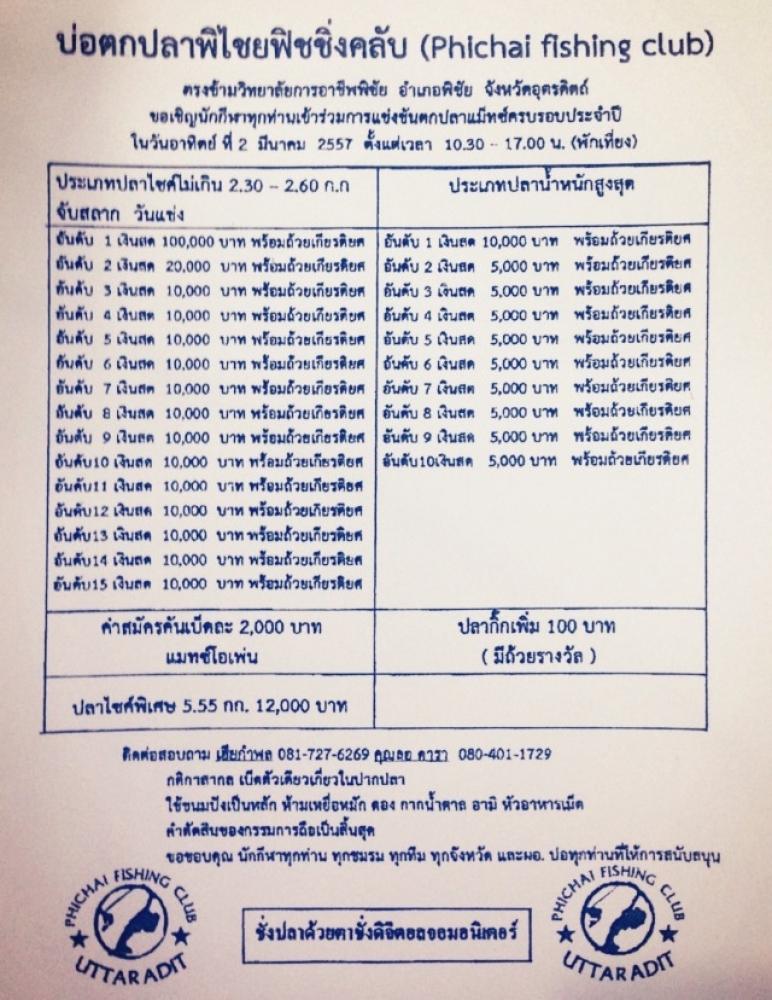 ทิตนี้ 2 มี.ค.57 จัดหนัก หัว 100,000 หาง 10,000 ค่าคัน 2,000 บ่อตกปลาพิไชย