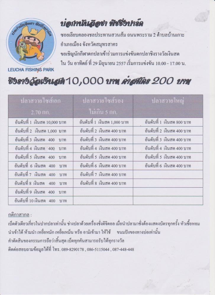 บ่อกำนันลือชาพรุ่งนี้ครับ แมทช์ทดสอบปลา 200 ลุ้น 10000 24 ช่องรางวัล 