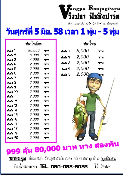 999 ลุ้น 80,000 บาท  วังปลาจัด!!!!!!!