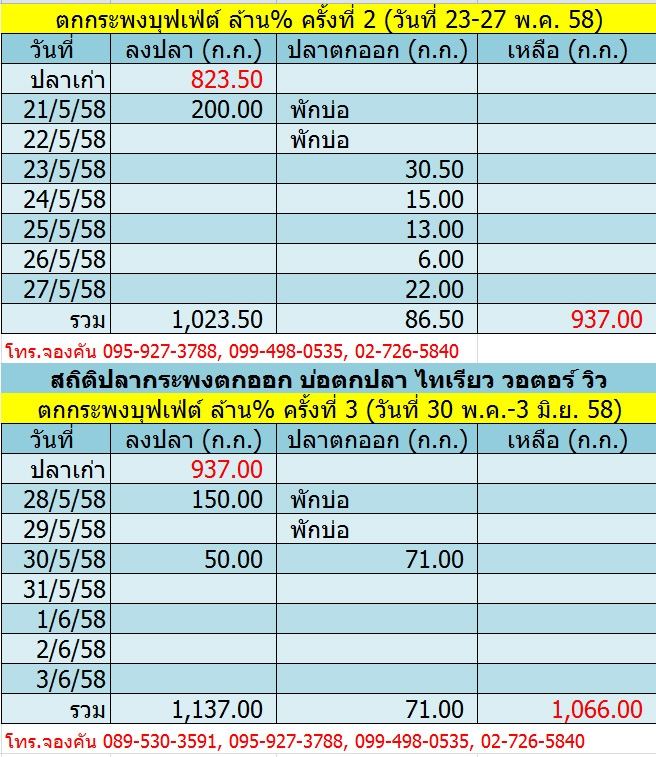 บ่อไทเรียวลงปลาเพิ่ม สำหรับตกกระพงบุฟเฟ่ตNล้าน% ครั้งที่ 3