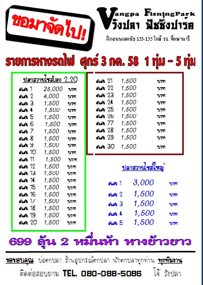 699 ลุ้น 2 หมื่นห้า หางย้าวยาว (วังปลาจัด)