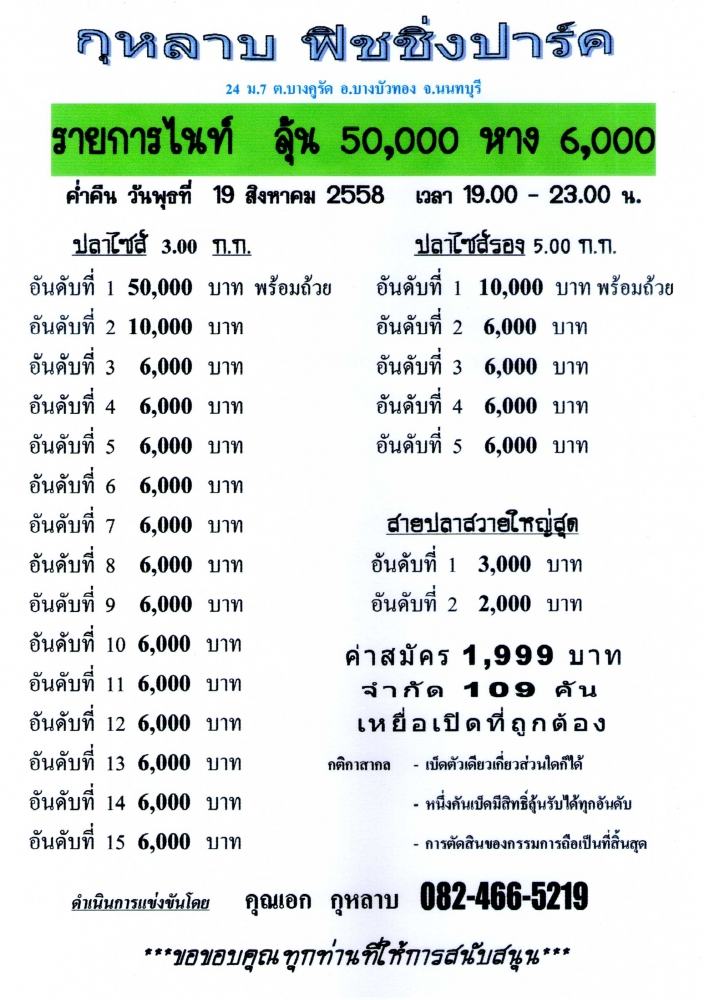 ไนท์พุธ 19 สิงหา 50,000 หาง 6,000 คันเหลือน้อยแล้วนะครับ