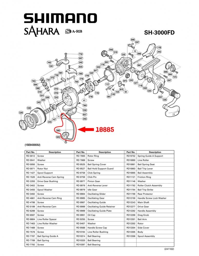 ตามหาอะไหล่รอก shimano Sahara 3000FD คับ