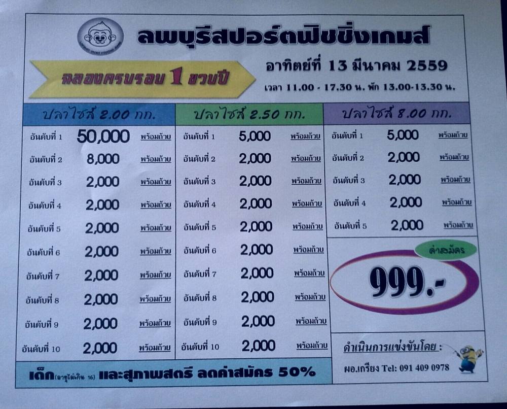 13 มีนา นี้ ฉลองครบรอบ 1 ขวบ  ลพบุรีสปอร์ตฟิชชิ่งเกมส์