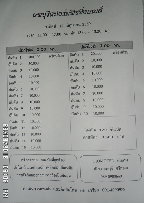 ฝากข่าว..หน่อยครับ...ลพบุรีสปอร์ตฟิชชิ่ง 12 มิถุนา 59