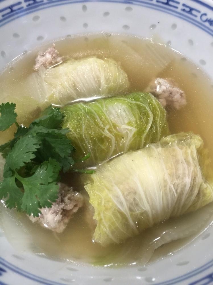 ต้มจืดผักกาดหางหงส์ยัดใส้หมูสับ