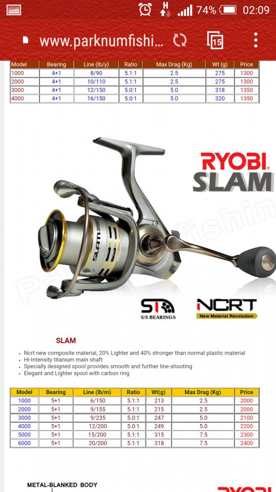 ระหว่าง รอก ryovi slam 2000 กับ shimano sasci 2000