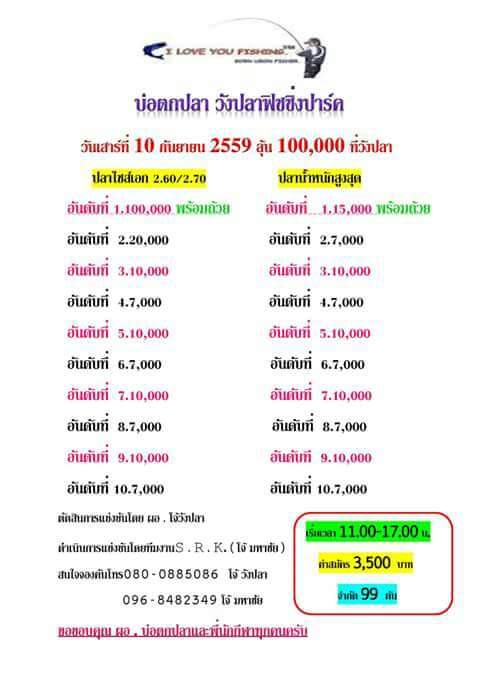 มาลุ้น100,000จองคัน99คันที่บ่อวังปลาคับ