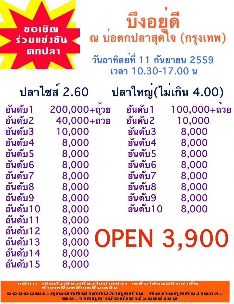 พร้อมกันรึยังค่ะ เจอกันที่บ่อตกปลาสุดใจ กรุงเทพ น้าค้าาาาา 3,900 ลุ้น 300,000 โอ