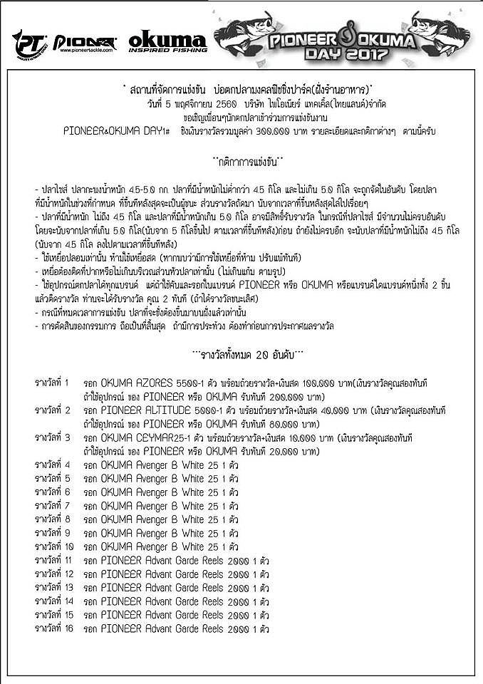 แม็ทช์แห่งปี   Pioneer & Okuma Day  2017  ชิงเงินรางวัลมากกว่า 300000  บาท