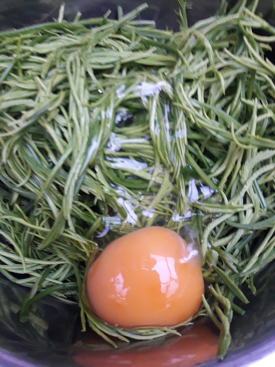 ชะอมชุบไข่ / Fried Egg with Climbing Wattle / 臭菜煎鸡蛋