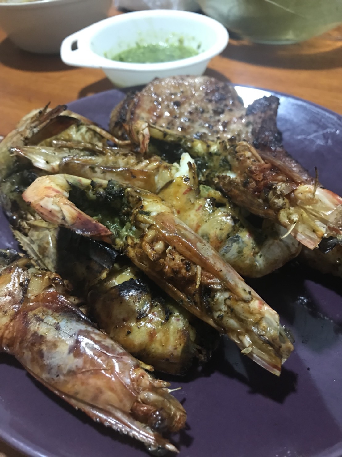 กุ้งย่างสมุนไพร ใบหม่อน