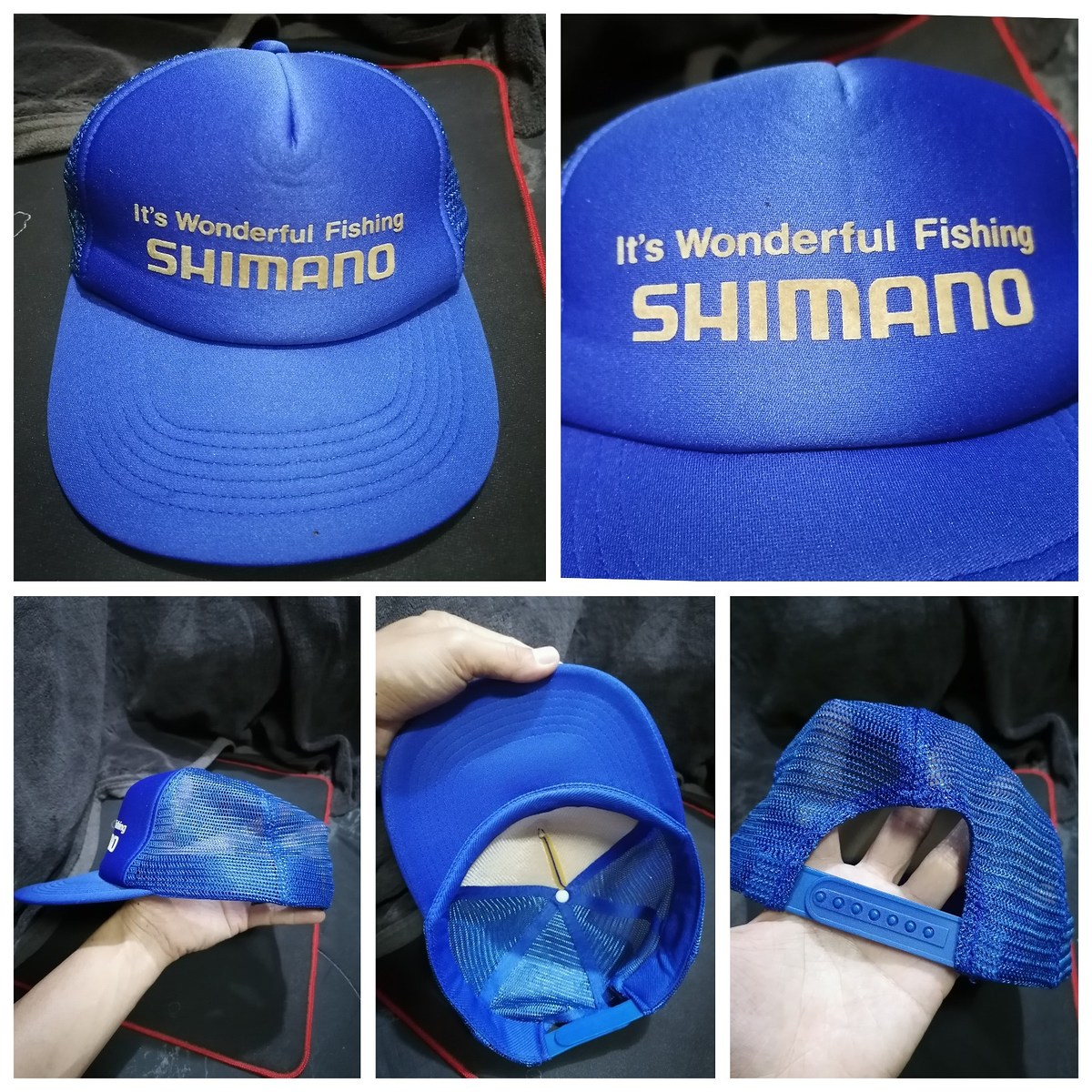 15.หมวกงานวินเทจ​ japan​  แบรนด์​ Shimano.​แท้​ โดยรวมสีสดยังสวย​ ขนาด​ฟรี​ไซ​ร์​สามารถ​ปรับ​ขนาด​ได
