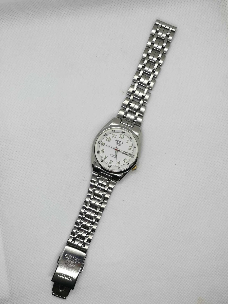 นาฬิกา Seiko 5​ Automatic หน้าปัดสีขาว หลักขาวพรายน้ำคมชัด ของแท้100%