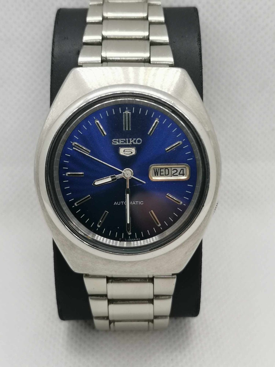 นาฬิกา Seiko 5​ Automatic หน้าปัดสีน้ำเงิน  ทรงถังเบียร์หน้าใหญ่ ของแท้100%