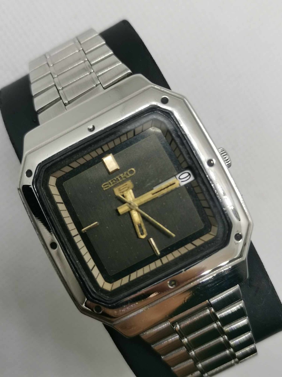 นาฬิกา Seiko 5​ Automatic ทรงTV หน้าปัดดำ  ของแท้100%✅