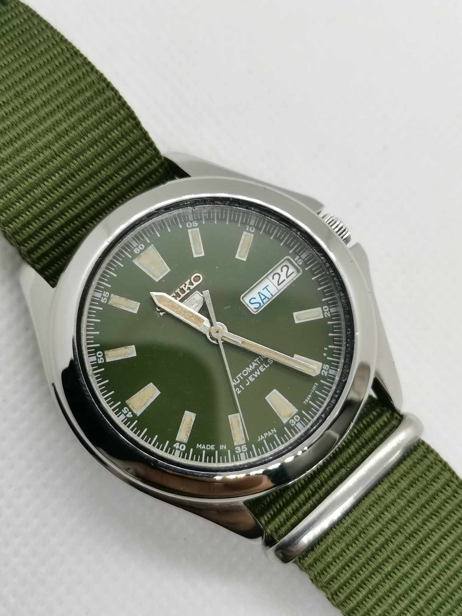 นาฬิกาSeiko 5​ Automatic​ กลไกลระบบเครื่อง 7s26  หน้าเขียวทหาร Army ของแท้100%