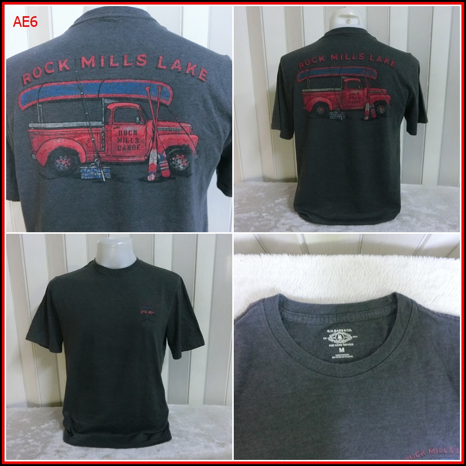 AE6. ROCK MILLS LAKE เสื้อยืด US ลายตกปลา แขนสั้น เนื้อผ้าแบบบาง ของ ROCK MILLS LAKE  SIZE M อก 42 น