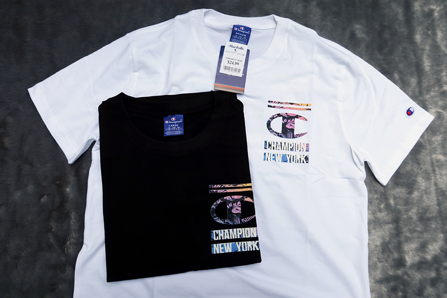 new Champion /42/44/46 เสื้อยืดแขนสั้น 2 สีขาว/ดำแบบใหม่สวยลายสกรีนหน้าหลัง