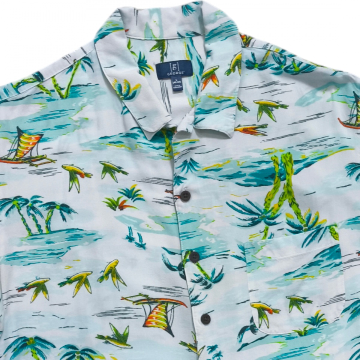 GEORGE เชิ้ตแขนสั้น สวยจัดใหม่มาก อก48นิ้ว ผ้าRayon  