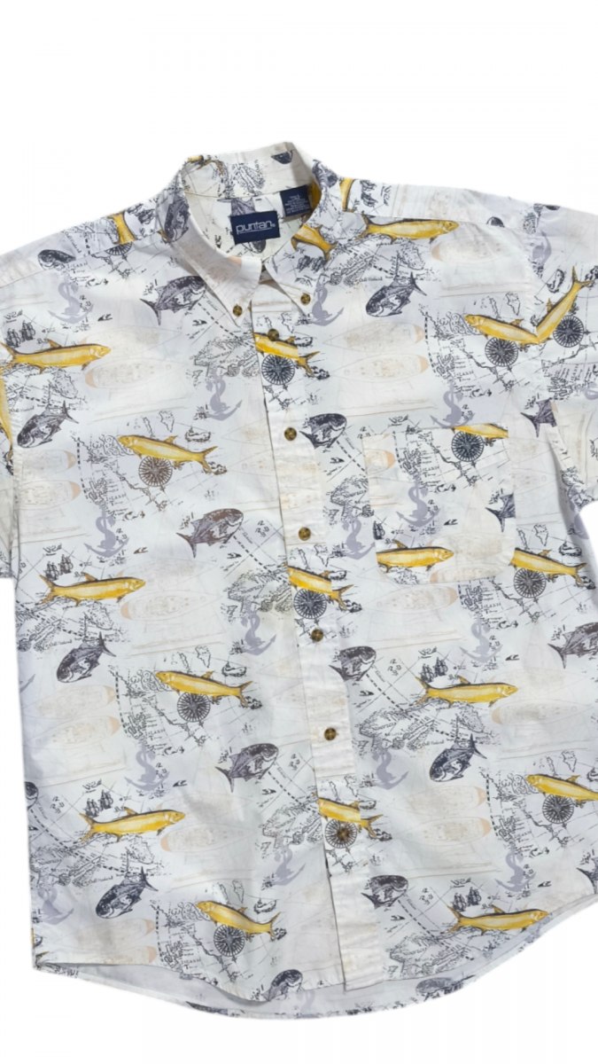Puritan Shirt Fish in HONDURAS  กระดุมลายกะ สวย