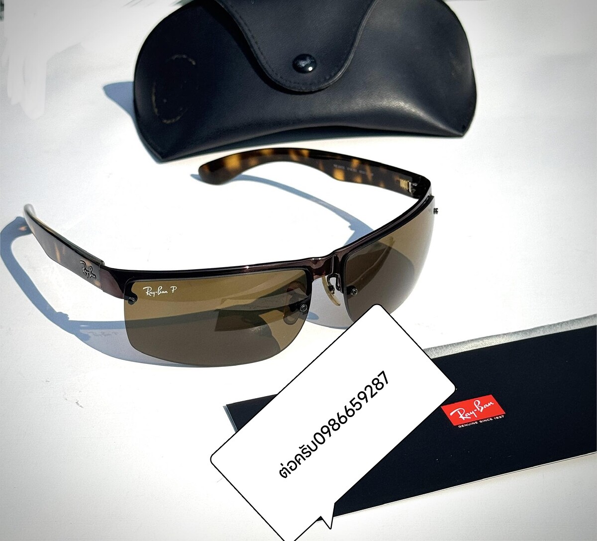 Ray-BAN RB3403 เลนส์โพราไรส P โค้งๆ ตัดแสงสะท้อน 1950.