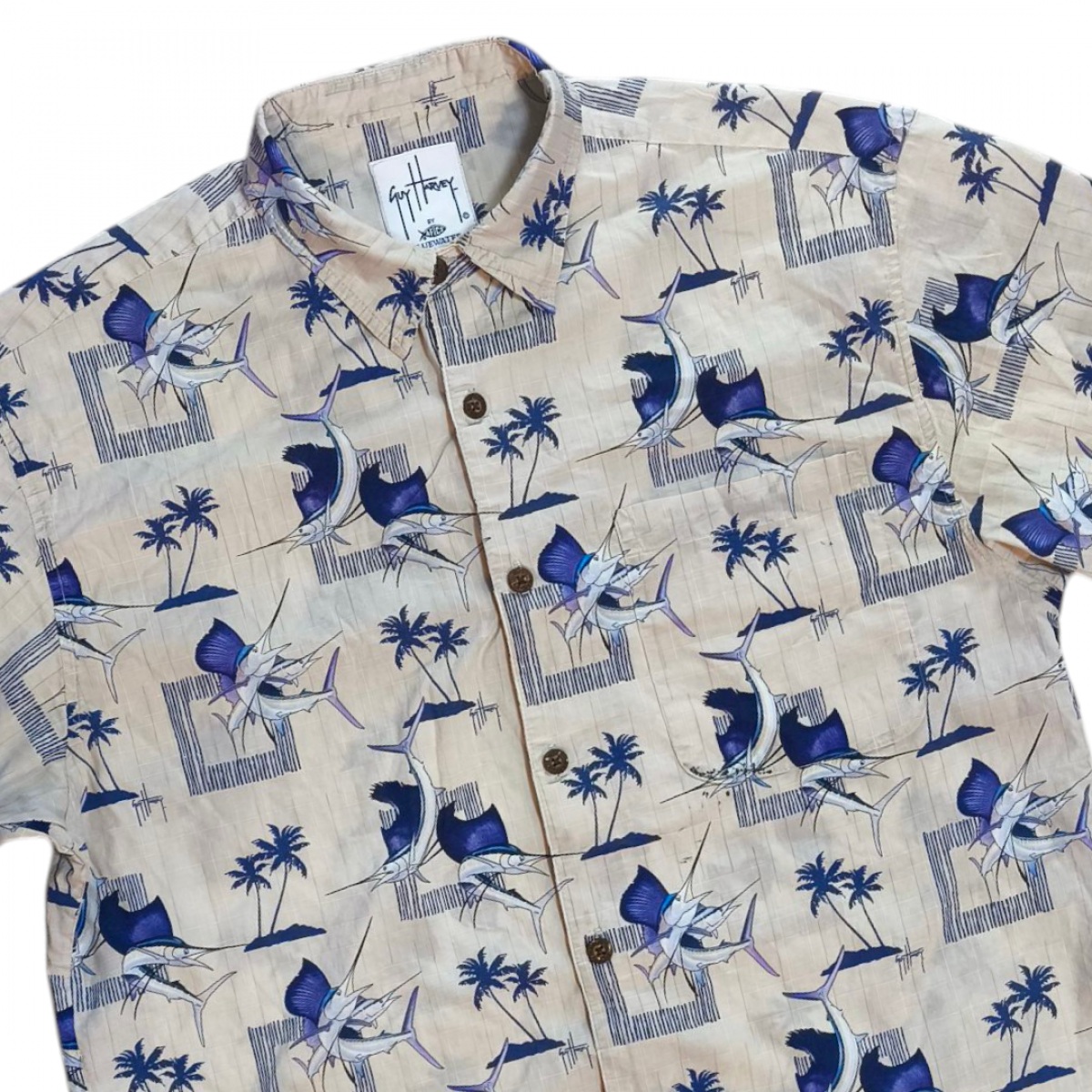 GUY HARVEY เชิ้ตแขนสั้นลายปลา  46นิ้ว