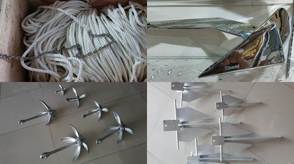 สมอ4 แฉก แบบพับได้ (Reef/Fold Anchor)
 น้ำหนัก 0.7 KG สำหรับเรือขนาด 3 เมตร ราคา 650. ต่อชิ้น
 น้ำ