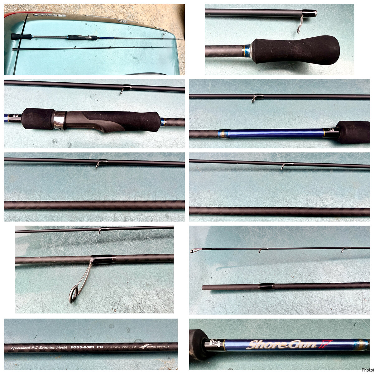 8. คันสปินตกหมึก PLAM SHORE GUN F  (EGING CUSTOM) Model: FOSS-86ML EG คันสองท่อน ยาว 8’6” ซม.  Line: