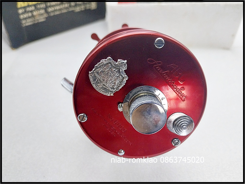 [b][q]Abu 6000แดง คลิกเสียงสปริง ปี1970 รอบ5.3:1 ของใหม่เก่าเก็บ New Old Stock  มีกล่อง กล่องหนัง เอ