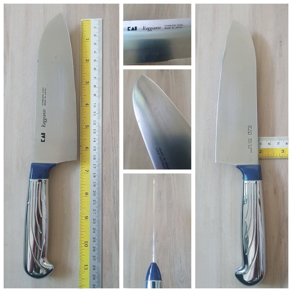 2.Kai stainless สันหนา 2mm.ใบมีรอยใช้งานบ้าง,ด้ามมีน้ำหนัก(หนักท้าย) ราคา 220 ขายแล้ว