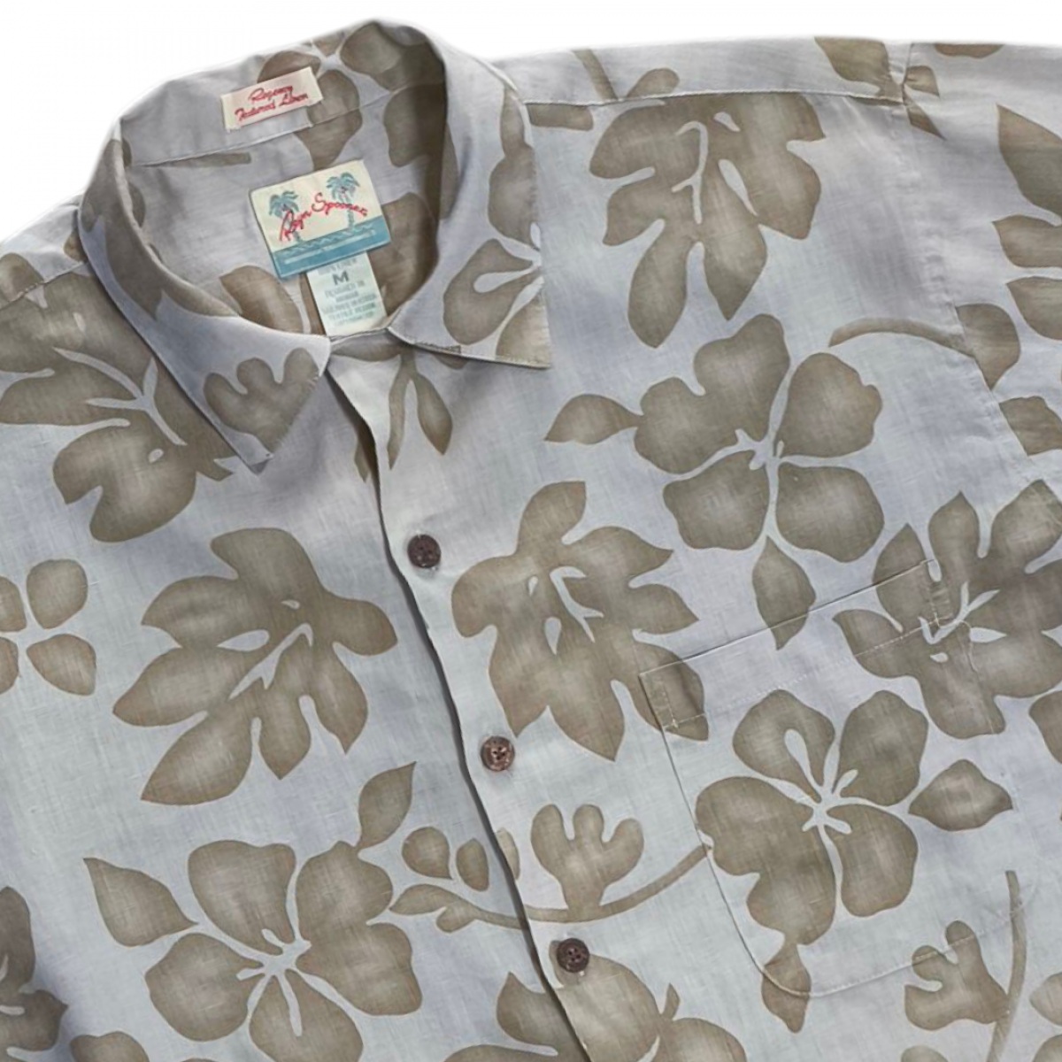 Reyn spooner hawaiian  100% Linen เชิ้ตแขนสั้น สวยใหม่มากๆ อก48นิ้ว