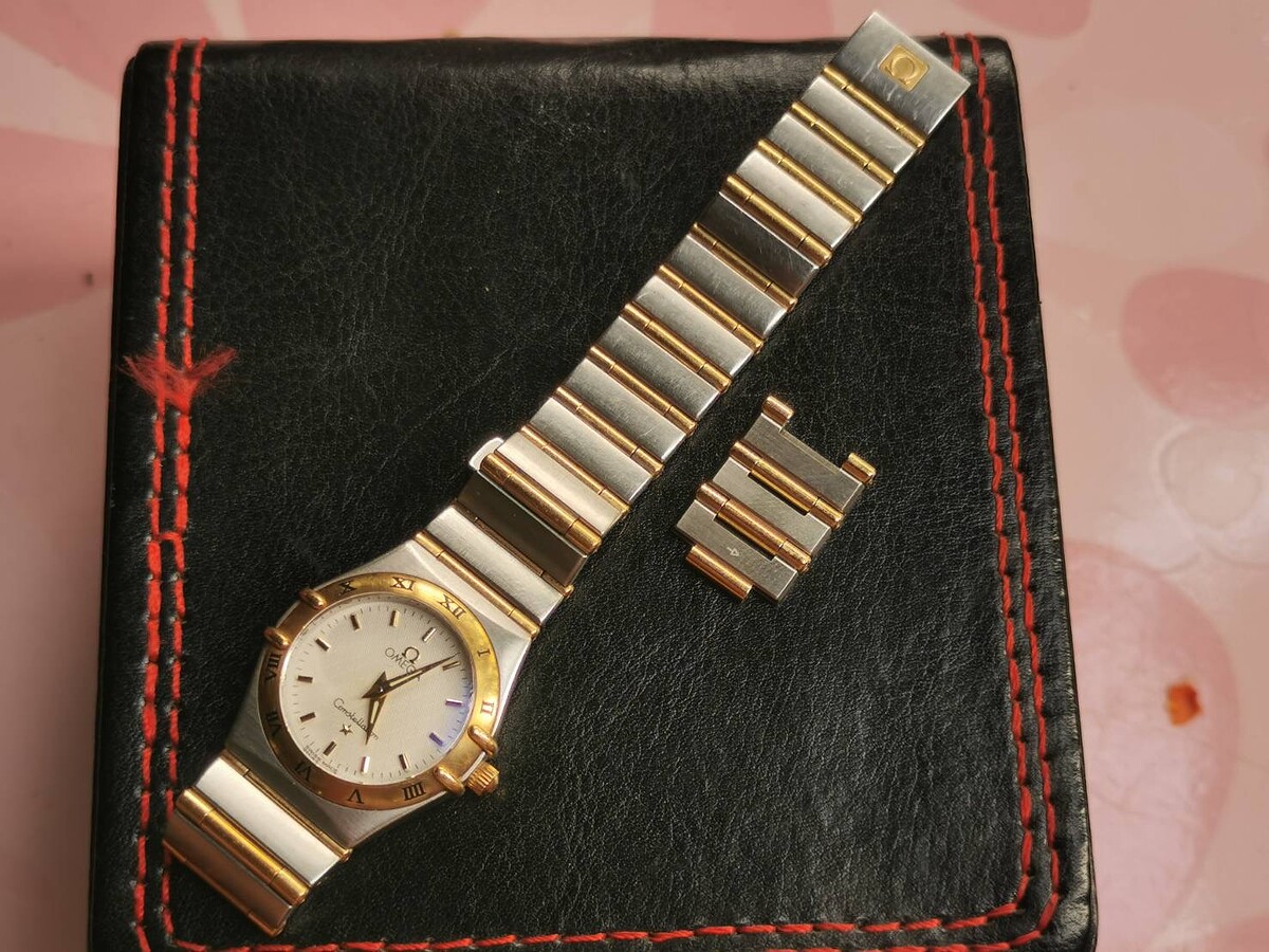 นาฬิกา Omega Constellation 795.1203 Full Bar MOP 18k Yellow Gold Steel 23MM Lady