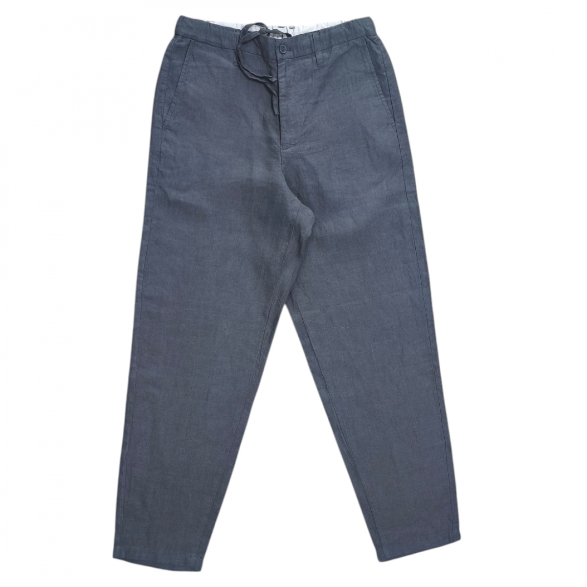 MUJI กางเกงผ้าลินิน ทรงกระบอก MEN FRENCH LINEN สีเทาควันบุหรี่