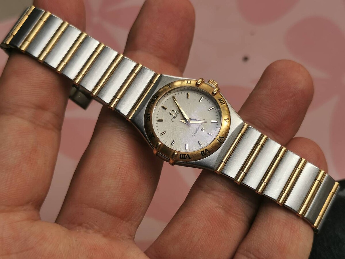 ลดราคา  นาฬิกา Omega Constellation 795.1203 Full Bar MOP 18k Yellow Gold 