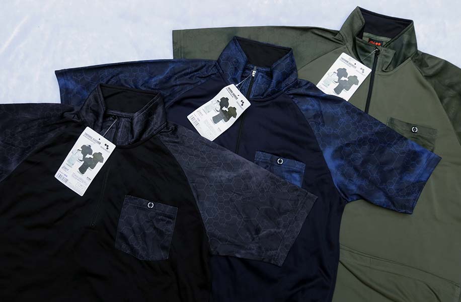 BOKURA works 777 /42/44/48 เสื้อยืดแขนสั้นซิปบน 3 สีสวยใหม่ติดลบได้ 